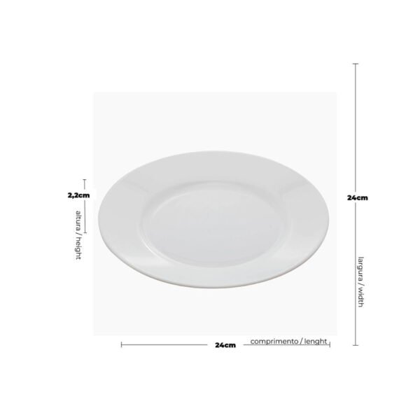 PRATO DE JANTAR RASO EM VIDRO OPALINO TEMPERADO BRANCO, MODELO EVERYDAY, TAMANHO 24CM, MARCA LUMINARC = G0564 - Imagem 2