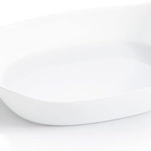 V1463 - TRAVESSA RETANGULAR EM VIDRO OPALINO TEMPERADO BRANCO, MODELO SMART CUISINE WAVY, TAMANHO 30X22X5CM, MARCA LUMINARC