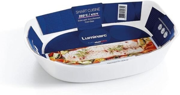 TRAVESSA RETANGULAR EM VIDRO OPALINO TEMPERADO BRANCO, MODELO SMART CUISINE TRIANON, TAMANHO 32X26CM, MARCA LUMINARC = Q3201