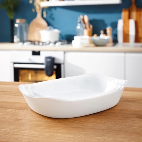 TRAVESSA RETANGULAR EM VIDRO OPALINO TEMPERADO BRANCO, MODELO SMART CUISINE TRIANON, TAMANHO 32X26CM, MARCA LUMINARC = Q3201 - Imagem 2