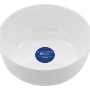 Q8164 - TRAVESSA REDONDA EM VIDRO OPALINO TEMPERADO BRANCO, MODELO SMART CUISINE WAVY, TAMANHO 26CM DE DIAMETRO, MARCA LUMINARC