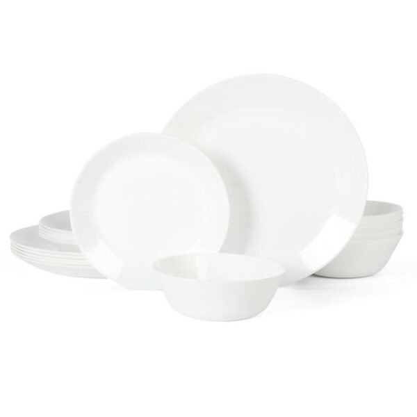 N2184 - CONJUNTO DE JANTAR EM VIDRO OPALINO TEMPERADO BRANCO, MODELO CARINE, CONTENDO 18 PECAS - Imagem 3