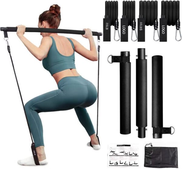 KIT DE EXERCICIOS MULTIFUNCIONAL COMPOSTO DE DIFERENTES TIPOS DE TREINO, SAO ELES: BARRA, SUPORTES, RODAS PARA EXERCICIOS ABDOMINAIS, ACESSORIOS DE PEGADA PARA AJUSTE DE PRESSÃO, FORCA E RESISTÊNCIA, ELÁSTICO DE RESISTÊNCIA, TODOS ACONDICIONADOS EM BOLSA DE TECIDO PARA TRANSPORTE = BXDX-T79-B-2