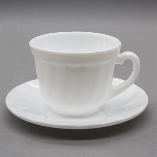D4401 - XICARA DE CHA COM PIRES EM VIDRO OPALINO TEMPERADO BRANCO, MODELOCARINE, JOGO CONTENDO 6 PECAS COM CAPACIDADE PARA 220ML