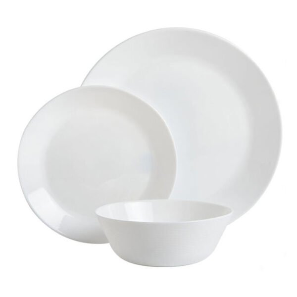 N2184 - CONJUNTO DE JANTAR EM VIDRO OPALINO TEMPERADO BRANCO, MODELO CARINE, CONTENDO 18 PECAS - Imagem 2