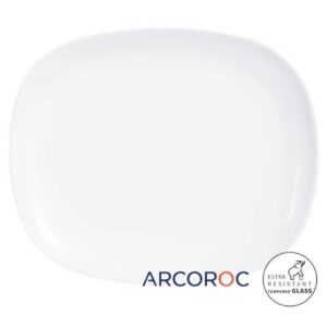 L2804 - PRATO DE JANTAR RASO EM VIDRO OPALINO TEMPERADO BRANCO, MODELO EVOLUTION, TAMANHO 28X23CM, MARCA ARCOROC, JOGO CONTENDO