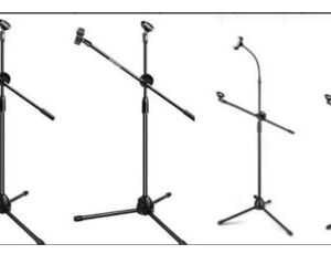 SUPORTE AJUSTAVEL PARA MICROFONE COM BASE TRIPE DOBRAVEL