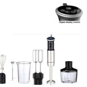 MIXER DE MAO MULTIFUNCIONAL COM CONTROLE DIGITAL DE VELOCIDADE E CONJUNTO DE ACESSÓRIOS INTERCAMBIÁVEIS PARA PREPARO DE ALIMENTOS