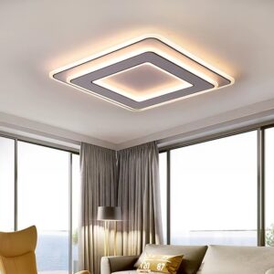 LUMINÁRIA RETANGULAR DE TETO COM ARMAÇÕES EM METAL E ACRÍLICO COM FONTE EXCLUSIVA DE LUZ DE LED = SPWH-T308-B-1