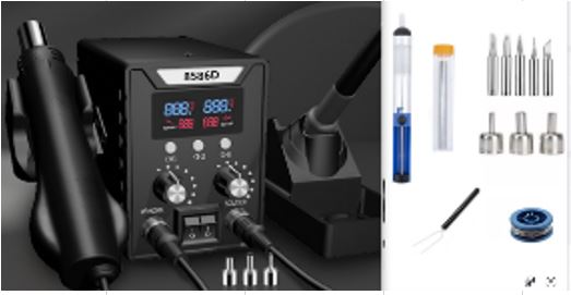 ESTAÇÃO DE SOLDA SMD 2 EM 1 (FERRO DE SOLDAR COM SOPRADOR DE AR QUENTE)
