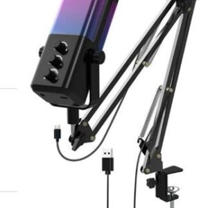 MICROFONE DE MESA COM FIO, USO PROFISSIONAL, ACOMPANHA BASE TRIPÉ ARTICULÁVEL EM METAL