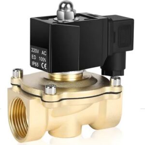 VÁLVULA SOLENOIDE COM ALIMENTACAO ELÉTRICA 220V/50HZ, CONFECCIONADA EM LATÃO RESISTENTE COM VEDAÇÃO EM BORRACHA