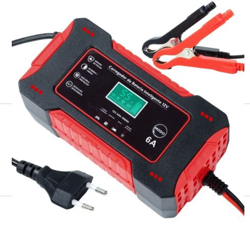 CARREGADOR AUTOMOTIVO DE BATERIA ELETRÔNICO INTELIGENTE, PARA BATERIAS DE 12V, COM CORRENTE DE SAÍDA DE ATE 6A