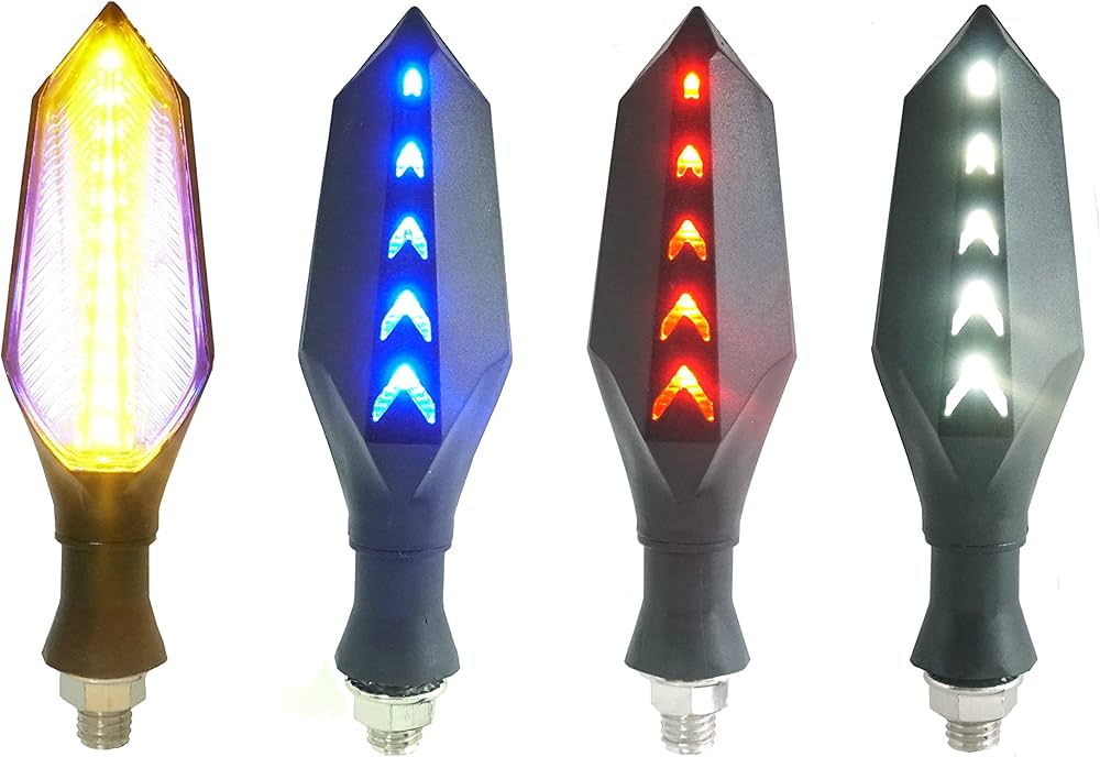 CONJUNTO DE LUZES INDICADORAS DE DIRECAO PARA MOTOCICLETAS E VEICULOS ELETRICOS, TIPO PISCA PISCA LED COM PROJETOR DE SOLO