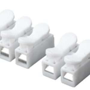 CONECTOR ELETRICO DE EMENDA POR PRESSAO COM MOLA INTERNA, MODELO 2 VIAS, FABRICADO EM PLASTICO ISOLANTE COM ELEMENTOS INTERNOS EM ACO MOLA, UTILIZADO PARA CONEXAO DE FIOS E CABOS ELETRICOS SEM NECESSIDADE DE FERRAMENTAS, COMPATIVEL COM CONDUTORES DE BAIXA TENSAO, SUPORTA TENSAO NOMINAL ATE 250V E CORRENTE DE ATE 6A, INDICADO PARA INSTALACOES DE ILUMINACAO, ELETRODOMESTICOS E PEQUENOS CIRCUITOS ELETRICOS, PRODUTO REUTILIZAVEL