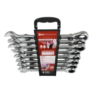 JOGO DE CHAVE CATRACA COMBINADA FEITAS EM A&Ccedil;O CROMO VAN&Aacute;DIO DE TAMANHOS VARIADOS, CONTEM 8 PECAS ACONDICIONADAS EM BOLSA DE TRANSPORTE