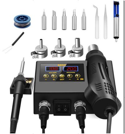 ESTAÇÃO DE SOLDA SMD 2 EM 1 (FERRO DE SOLDAR COM SOPRADOR DE AR QUENTE)