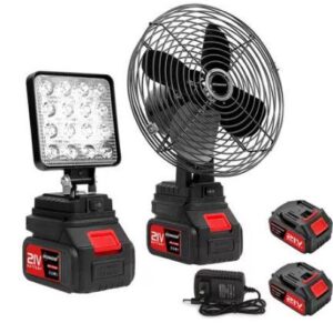 MINI VENTILADOR PORTÁTIL SEM FIO COM FUNCIONAMENTO POR BATERIA DE LÍTIO DE 48V, 7500 MAH, GRADES EM METAL