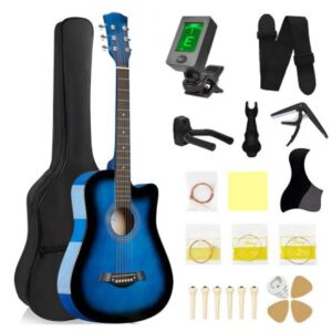 VIOLÃO ACÚSTICO DE MADEIRA, COM ENCORDOAMENTO METÁLICO, COR AZUL