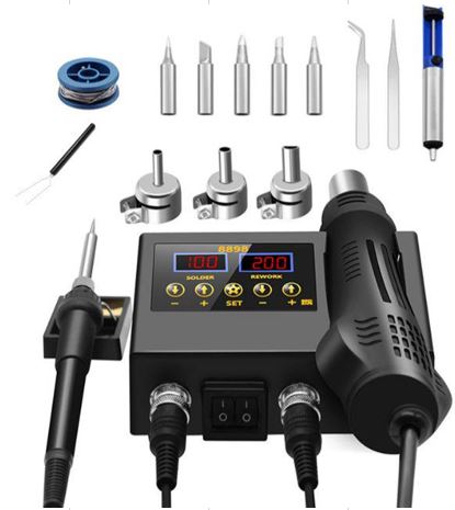 ESTAÇÃO DE SOLDA SMD 2 EM 1 (FERRO DE SOLDAR COM SOPRADOR DE AR QUENTE)