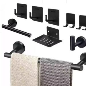 KIT DE ACESS&Oacute;RIOS DE FIXA&Ccedil;&Atilde;O PARA BANHEIRO EM A&Ccedil;O INOXID&Aacute;VEL ESMALTADO CONTENDO 9 PECAS