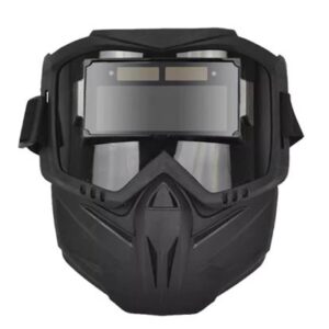 MASCARA DE SOLDAGEM COM ESCURECIMENTO AUTOMATICO, TIPO MASCARA INTEGRAL, FABRICADO EM PP, DOTADO DE LENTE EM POLICARBONATO COM SENSOR DIGITAL DE ALTA SENSIBILIDADE E SOMBRA AJUSTAVEL. PROJETADO PARA PROTECAO OCULAR E FACIAL CONTRA LUZ INTENSA, RAIOS UV E RESPINGOS EM PROCESSOS DE SOLDAGEM ELETRICA E A GAS.