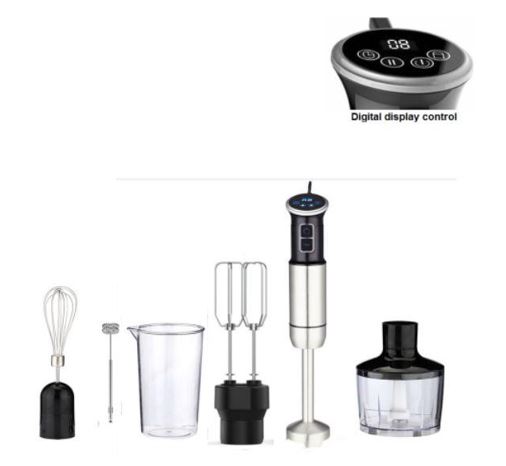 MIXER DE MAO MULTIFUNCIONAL COM CONTROLE DIGITAL DE VELOCIDADE E CONJUNTO DE ACESSORIOS INTERCAMBIAVEIS PARA PREPARO DE ALIMENTOS