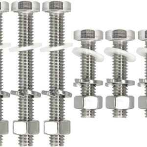 KIT DE PARAFUSOS DE SUSPENS&Atilde;O EM A&Ccedil;O INOXIDAVEL, COMPOSTO POR BASE, PARAFUSO ROSCADO E TAMPA DECORATIVA