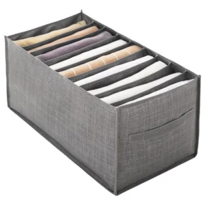 CESTO ORGANIZADOR COM ESTRUTURA EM ACO E REVESTIMENTO EM TECIDO DE POLIESTER COM TAMPA PLASTICA, 9 DIVISORIAS, TAMANHO 44X30X20CM