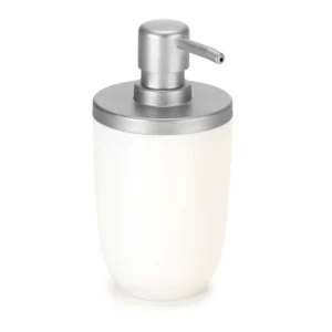 PORTA SABÃO LIQUIDO COM CORPO EM PLASTICO E ACABAMENTO EM AÇO, CAPACIDADE PARA 500ML