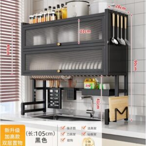 ESCORREDOR/ ORGANIZADOR DE LOUCA SUSPENSO, USO DOMESTICO, CONFECCIONADO EM ESTRUTURA EM ACO ESMALTADO BRANCO, COMPOSTO POR SUPORTE SUPERIOR FIXAVEL, GRADE METALICA PARA SECAGEM DE LOUCA, BANDEJA COLETORA INFERIOR E SUPORTES AUXILIARES, TAMANHO 105CM DE COMPRIMENTO