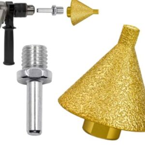 FERRAMENTA INTERCAMBIAVEL TIPO REBOLO/ESCARIADOR DIAMANTADO, COM HASTE PARA FIXACAO EM FURADEIRA OU PARAFUSADEIRA, UTILIZADA PARA DESBASTE, ALARGAMENTO E ACABAMENTO DE FUROS EM CERAMICA, VIDRO OU PEDRA.