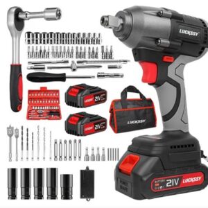 KIT COMPOSTO POR CHAVE DE IMPACTO ELÉTRICA PORTÁTIL COM MOTOR, CORPO EM PLASTICO COM PARTES METALICAS