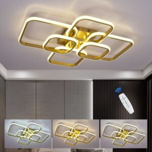 LUMINARIA DE TETO TIPO PLAFON LED, COM DESIGN MODERNO EM FORMATO GEOMETRICO, ESTRUTURA EM METAL E ACRILICO, COM EMISSAO DE LUZ LED INTEGRADA, PARA INSTALACAO SOBREPOSTA EM AMBIENTES INTERNO. ACOMPANHA CONTROLE REMOTO PARA AJUSTE DE ILUMINACAO.