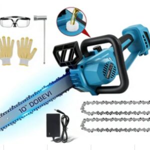 MINI MOTOSERRA ELETRICA PORTATIL COM FUNCIONAMENTO A BATERIA, UTILIZADA PARA PODA DE GALHOS E TRONCOS LEVES. EQUIPADA COM CORRENTE DE ACO, EMPUNHADEIRA ERGONOMICA ANTIDERRAPANTE, SISTEMA DE PROTECAO DO PUNHO E GUIA DA CORRENTE. ACOMPANHA 2 BATERIAS RECARREGAVEIS DE 24V, CARREGADOR BIVOLT, 2 CORRENTES DE REPOSICAO, CHAVE DE MONTAGEM, CHAVE DE FENDA, PAR DE LUVAS DE SEGURANCA, OCULOS DE SEGURANCA E MALETA PLASTICA PARA TRANSPORTE