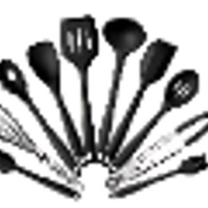 CONJUNTO DE UTENSILIOS DE COZINHA COMPOSTO POR 10 PECAS, FABRICADOS EM SILICONE E ACO INOX, COM CABO RESISTENTE AO CALOR, INDICADOS PARA PREPARO E MANUSEIO DE ALIMENTOS EM PANELAS ANTIADERENTES, INCLUINDO ESPATULAS, COLHER, CONCHA, PINCA, BATEDOR E ACESSORIOS DIVERSOS